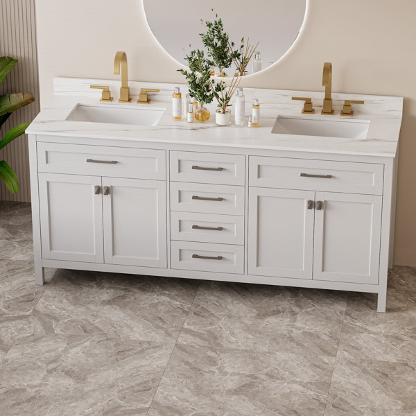Red Barrel Studio® Quilliam 72'' Fully Assembled Double Bathroom Vanity ...